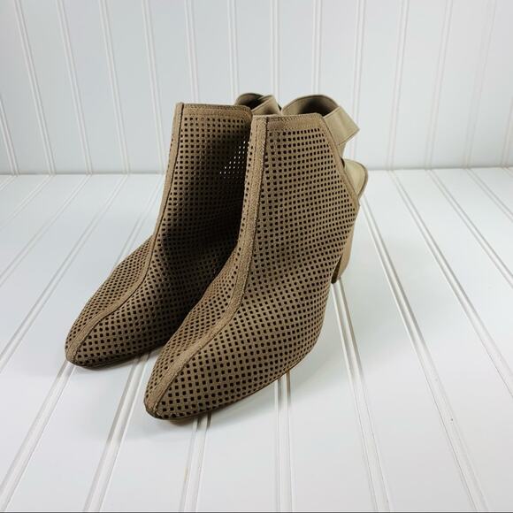 Marc Fisher Tan Suede Perforated Open Bootie Sz 11 - Picture 2 of 7